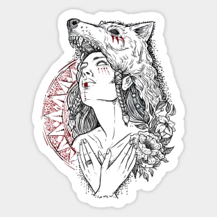 Wolf priestess Sticker